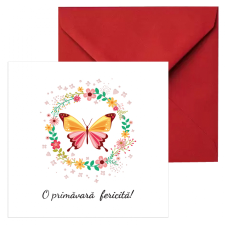 Felicitare martie coronita flori si fluture [1]