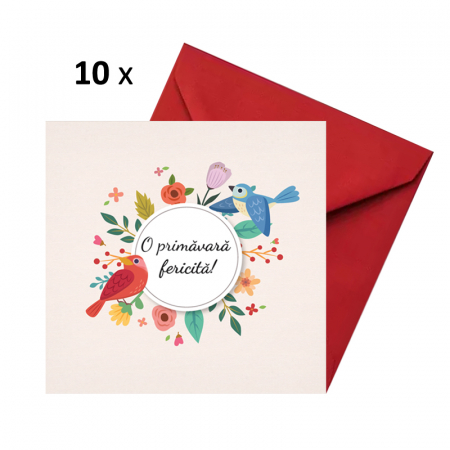 Felicitari Martie - Felicitare martie flori si pasari