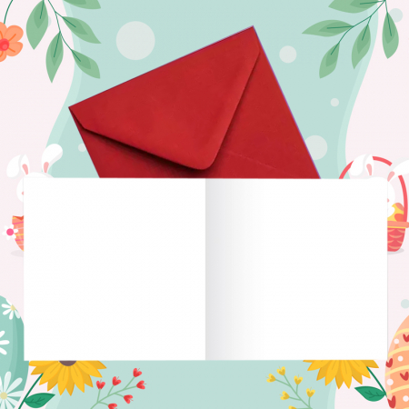 Felicitare Paste trei pitici, cu plic rosu, 130x130 mm [3]