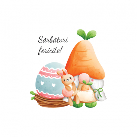 Set 10 felicitari Paste gnom portocaliu, cu plicuri rosii, 130x130 mm [2]