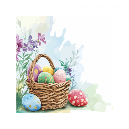 Felicitare Paste vintage iepuras si oua, cu plic rosu, 130x130 mm [3]