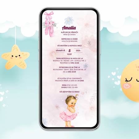Invitatie botez digitala balerina tutu roz [1]