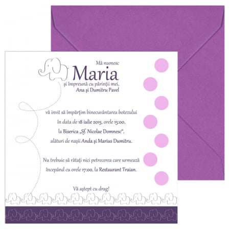 PAPETARIE - Invitatie botez Elefantel