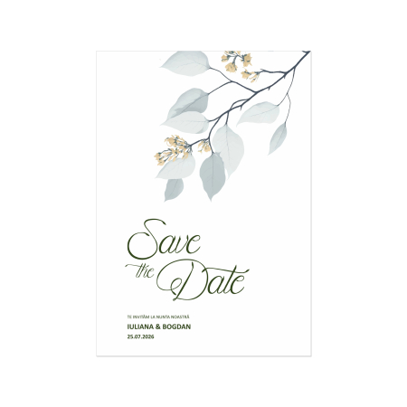 Invitatie de nunta Botanical Elegance, cu plic verde pastel [3]
