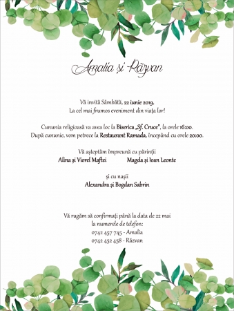 PRODUSE DIGITALE - Invitatie electronica nunta frunzulite eucalipt