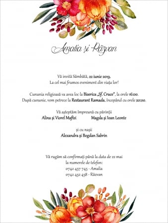 PRODUSE DIGITALE - Invitatie electronica nunta flori multicolore