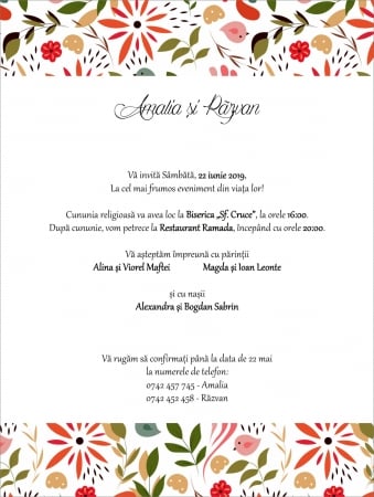 PRODUSE DIGITALE - Invitatie electronica nunta pattern floral