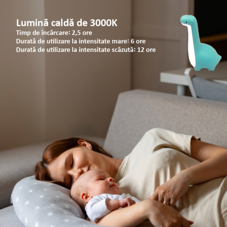 Lampa de veghe copii, Dinozaur albastru, USB LED, model 8002 [2]