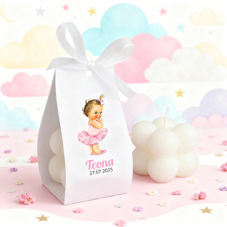 Marturii botez - Marturie botez lumanare, balerina cu tutu roz