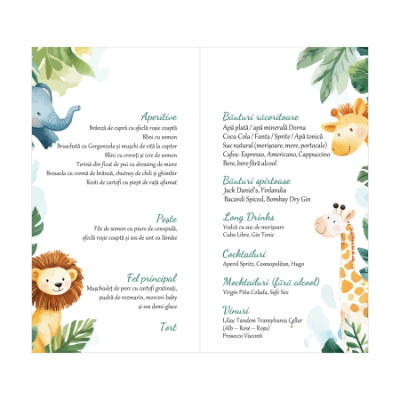 Meniu botez, tematica safari jungle - tip carticica [4]
