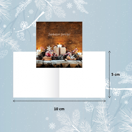 Minifelicitari Craciun - Minifelicitari Craciun decor rustic - set 10 buc
