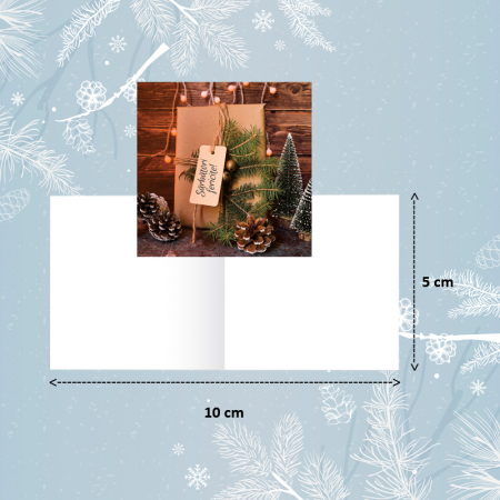 Minifelicitari Craciun - Minifelicitari Craciun decor rustic cutie cadou - set 10 buc