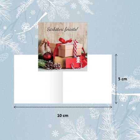 FELICITARI - Minifelicitari Craciun glob rosu - set 10 buc