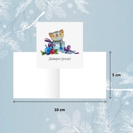 FELICITARI - Minifelicitari Craciun Pisica - set 10 buc