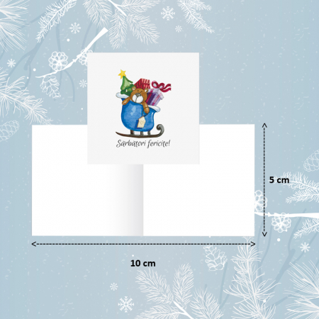 Minifelicitari Craciun - Minifelicitari Craciun Ursulet - set 10 buc