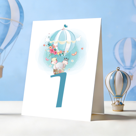 Tematica botez Balon aer cald - Set 10 numere mese balon aer cald