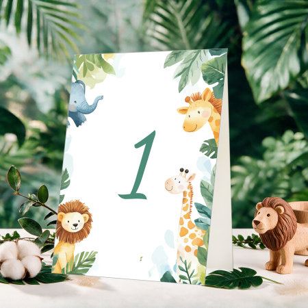 BOTEZ - Numere mese botez, tematica jungle safari - set de 10 buc.