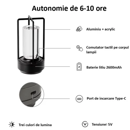 Pachet lampa de masa USB LED 8007 si casti gaming wireless E80 negre [5]