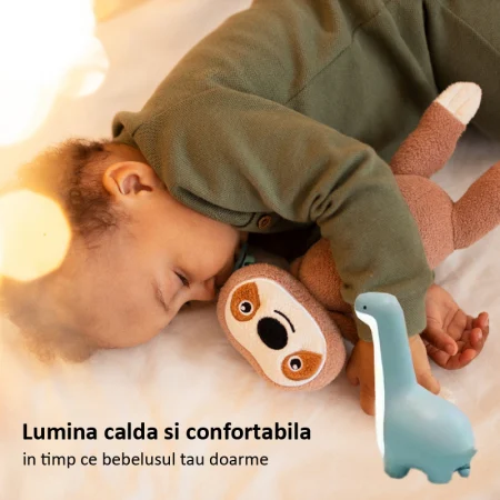 lampa de veghe copii dinozaur albastru LED USB + rama foto si kit amprenta bebelus [2]