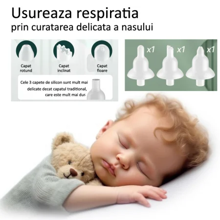 Pachet lampa de veghe copii ursulet LED USB si aspirator nazal electric pentru bebelusi [3]