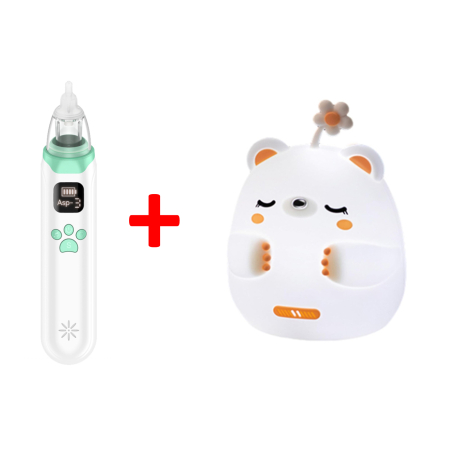 JUCARII, COPII & BEBE - Pachet lampa de veghe copii ursulet LED USB si aspirator nazal electric pentru bebelusi