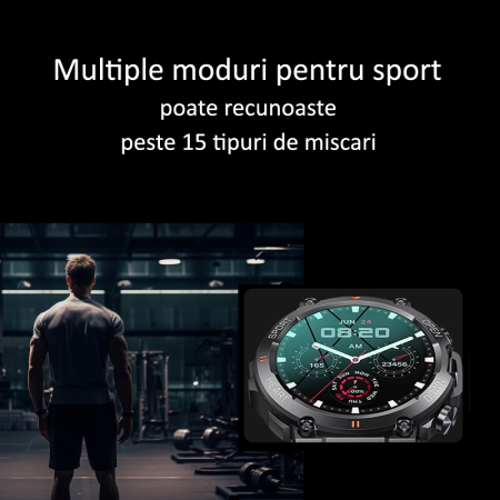 Smartwatch barbati sport K56 1.39 inch cu binoclu observare – pachet cadou multifunctional [2]