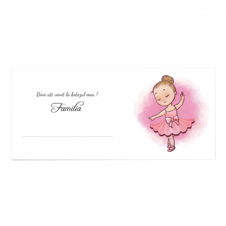 Place Card si Plic Bani Botez Balerina Roz – Design Elegant si Personalizat [2]