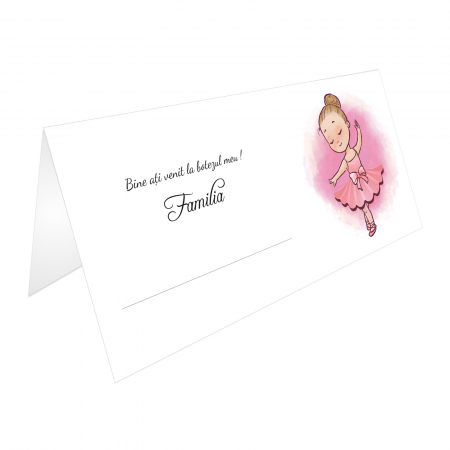Place Card si Plic Bani Botez Balerina Roz – Design Elegant si Personalizat [1]