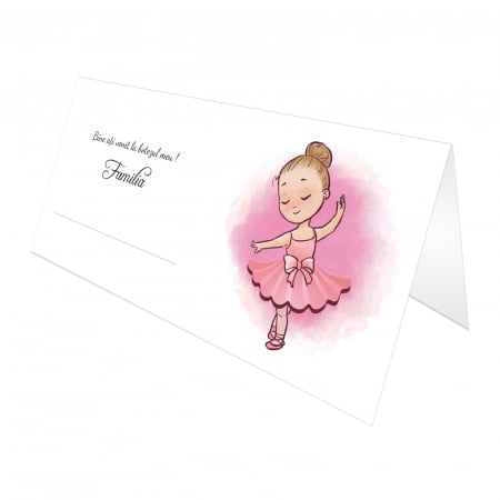 PAPETARIE - Place Card si Plic Bani Botez Balerina Roz – Design Elegant si Personalizat