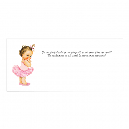 Place Card si Plic Bani Botez Balerina Tutu Roz – Design Elegant si Personalizat [4]