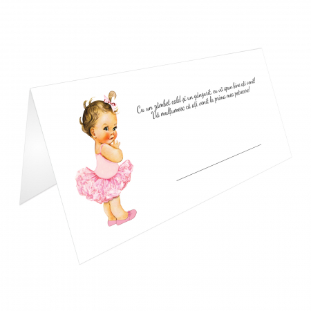 Place Card si Plic Bani Botez Balerina Tutu Roz – Design Elegant si Personalizat [2]