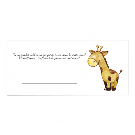 Place card plic de bani botez girafa [4]