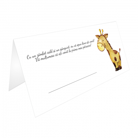 Place card plic de bani botez girafa [2]