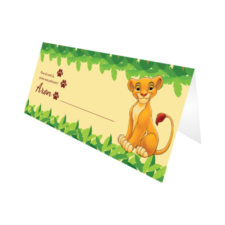 Tematica botez Leu - jungle - Place card plic de bani botez leu Simba