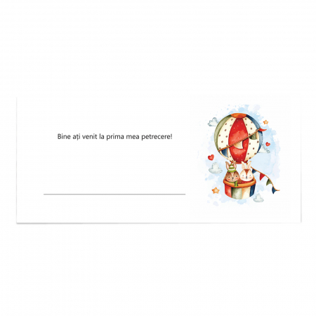 Place card si plic de bani botez balon aer cald multicolor [2]
