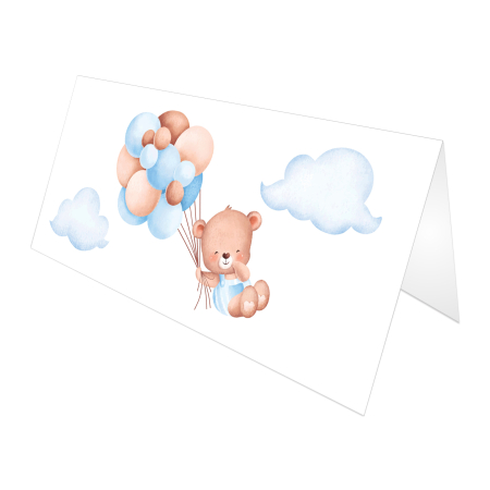 Place card si plic de bani botez ursulet cu baloane bleu [1]