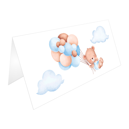 Place card si plic de bani botez ursulet cu baloane bleu [3]