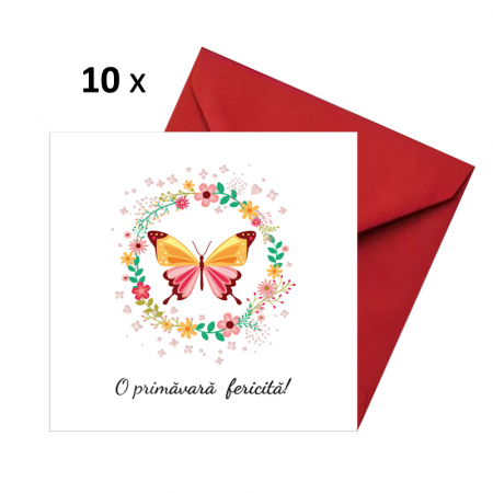 Felicitari Martie - Felicitare martie coronita flori si fluture