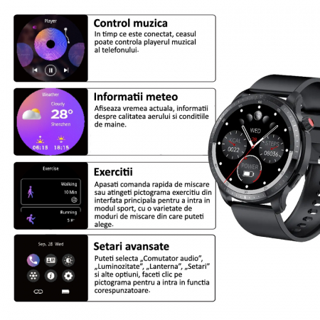 Smartwatch fitness, ecran 1,39 inch, T52 [4]