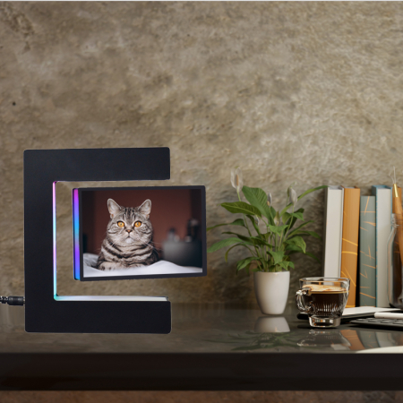 Rama foto neagra, led, levitatie magnetica [2]
