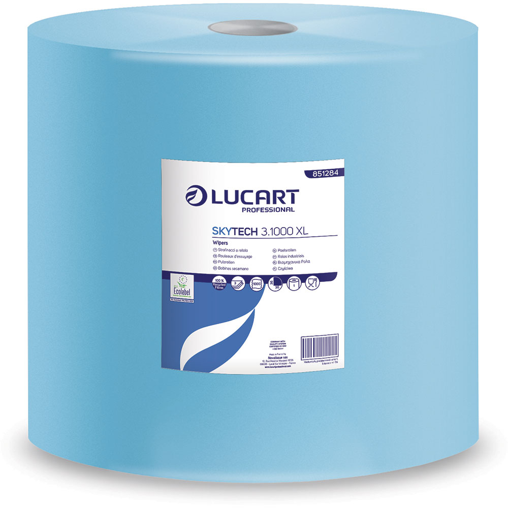 Curatenie si igiena - Lavete industriale albastre absorbante Ecolabel, din fibre reciclate, Skytech 3.1000XL Lucart, art.F290 (851284)