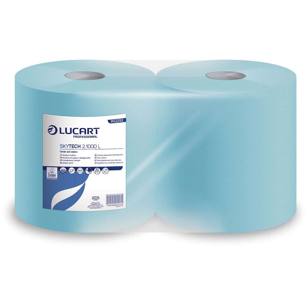 Curatenie si igiena - Lavete industriale albastre absorbante Ecolabel, din fibre reciclate, Skytech 2.1000L Lucart, art.F298 (852292)