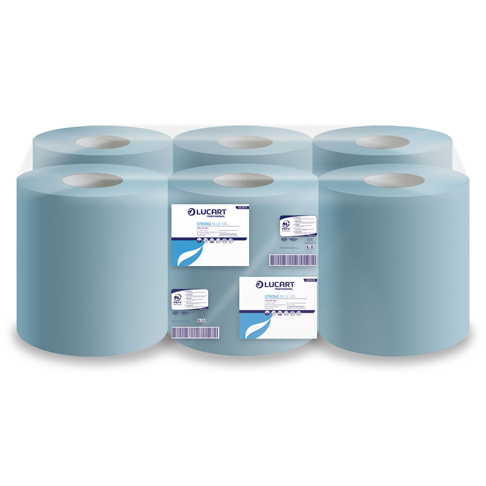 Curatenie si igiena - Lavete industriale albastre absorbante PEFC, din pasta de lemn, Strong Blue 135 Joint Lucart, art.F292 (852105)