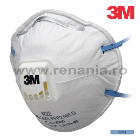 Protectie Respiratorie - Semimasca de protectie respiratorie tip cupa cu supapa FFP2, 3M, art.1D43 (8822)