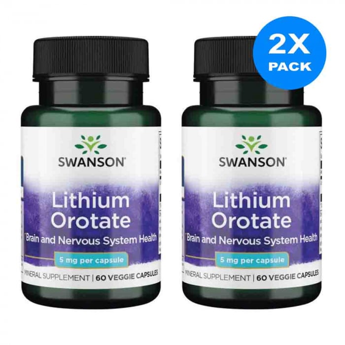 Lithium Orotate, (Litiu Orotat) 5mg, Swanson, 60 capsule